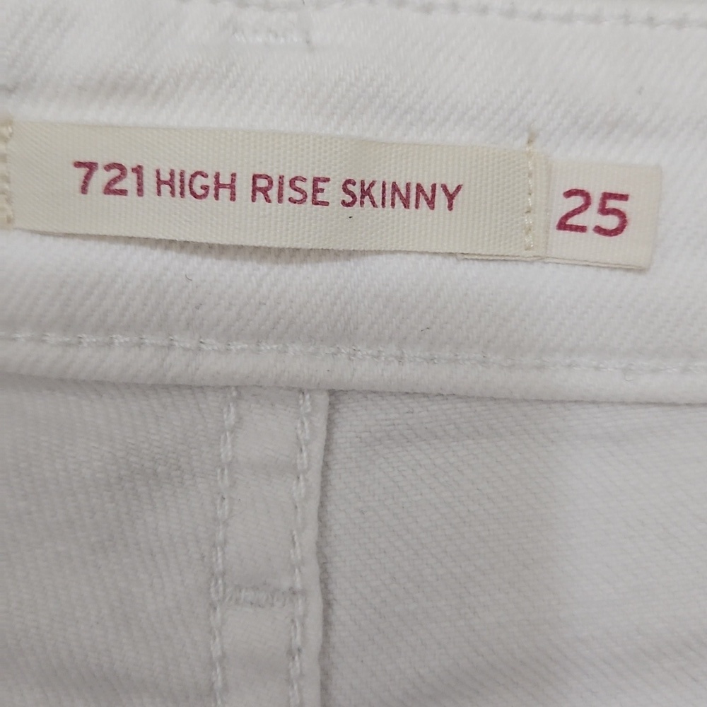 Levi's White Denim Jeans Size 25 721 High Rise Skinny - Picture 8 of 17